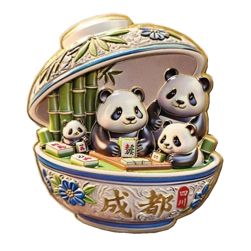 Chengdu Panda, China 3D Metal Fridge Magnets Tourism Souvenirs Refrigerator Magnetic Stickers