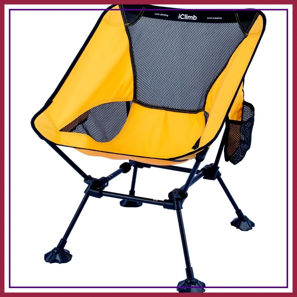 

Ultralight Compact Camping Folding Beach Chair with Anti-Sinking Feet and Back Support Webbing (Yellow - Square Frame - 2PC)