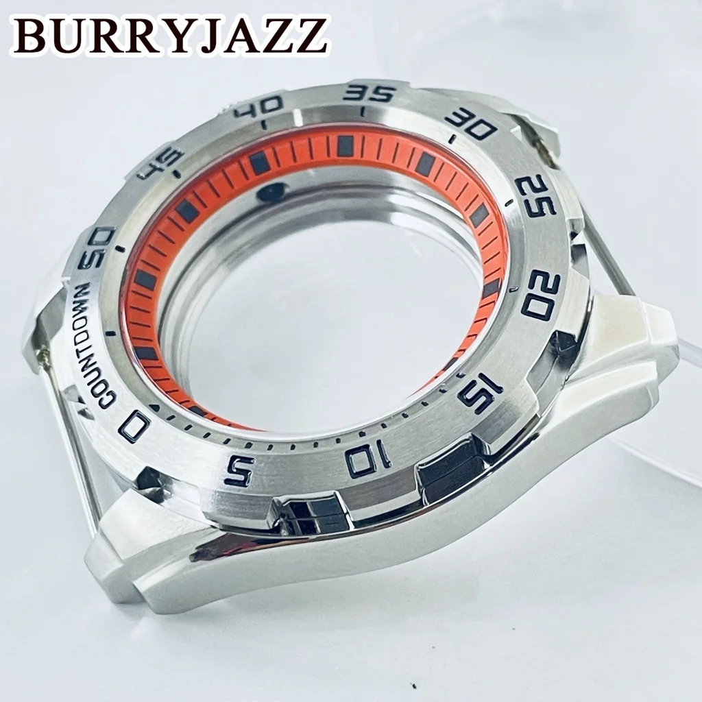 حافظة ساعة من الفولاذ المقاوم للصدأ من Burryjazz ، مقاومة للماء ، فضي ، صلب ، 44 ، NH35 ، NH36 ، NH34 ، NH38 ، NH70 ، NH72