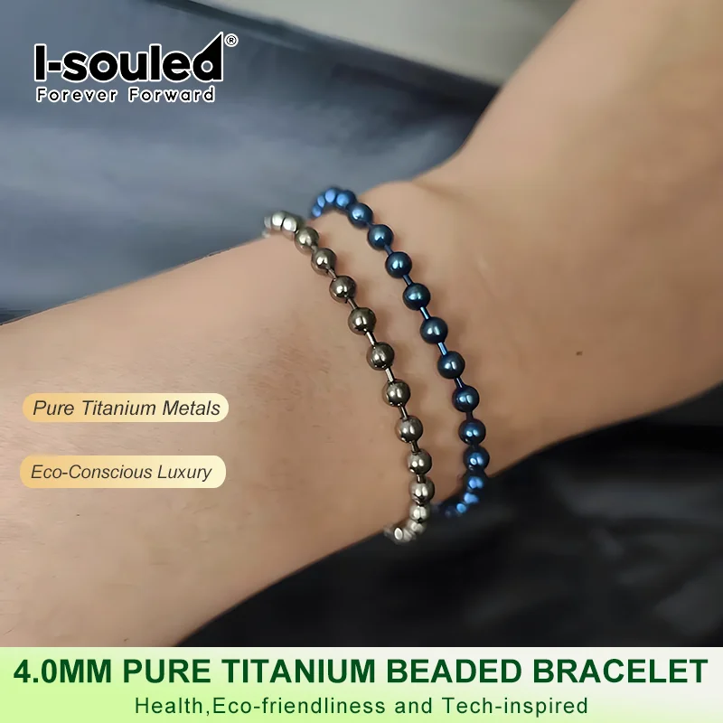

Hypoallergenic Solid Titanium Bracelet for Men 4mm Ball Chain for Sensitive Skin Waterproof Comfort Fit Jewelry Gift