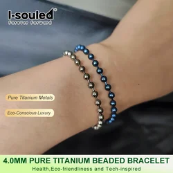 Hypoallergenic Solid Titanium Bracelet for Men 4mm Ball Chain for Sensitive Skin Waterproof Comfort Fit Jewelry Gift