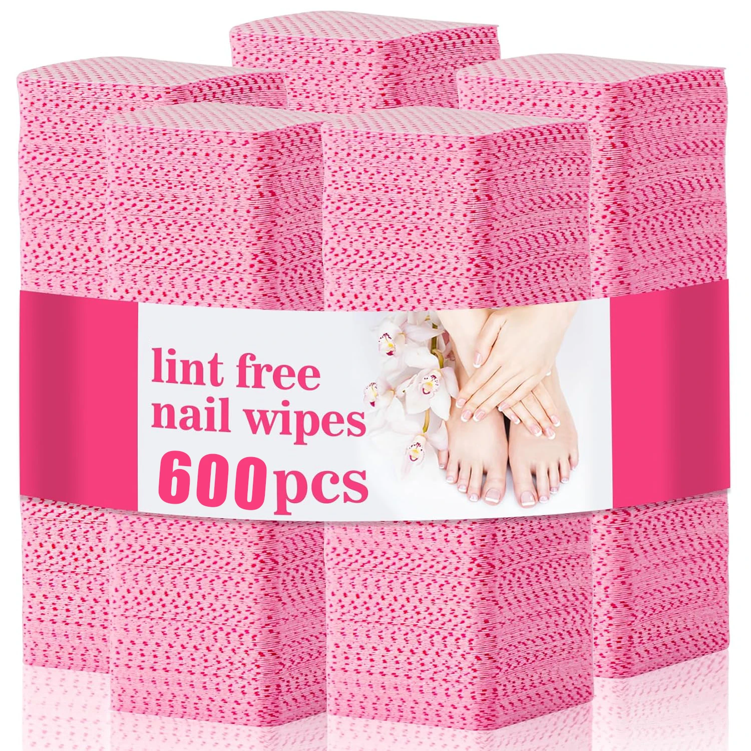 

600pcs Cotton Gel Nail Polish Remover Wipes Nail Cleaning Pads Non Woven Lint-Free Nail Pads For Beauty Salon Nail Art Tool