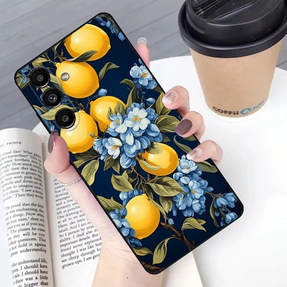 Fruit lemon Painting  Phone Case For Samsung S24,23,22,30,21,10,9,Ultra,Plus,Lite,FE,Soft Silicone Black Cover