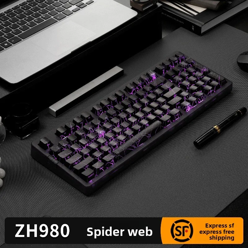 Zuohe ZH980 Black Transparent Spider Web Mechanical Keyboard for E-Sports Gaming