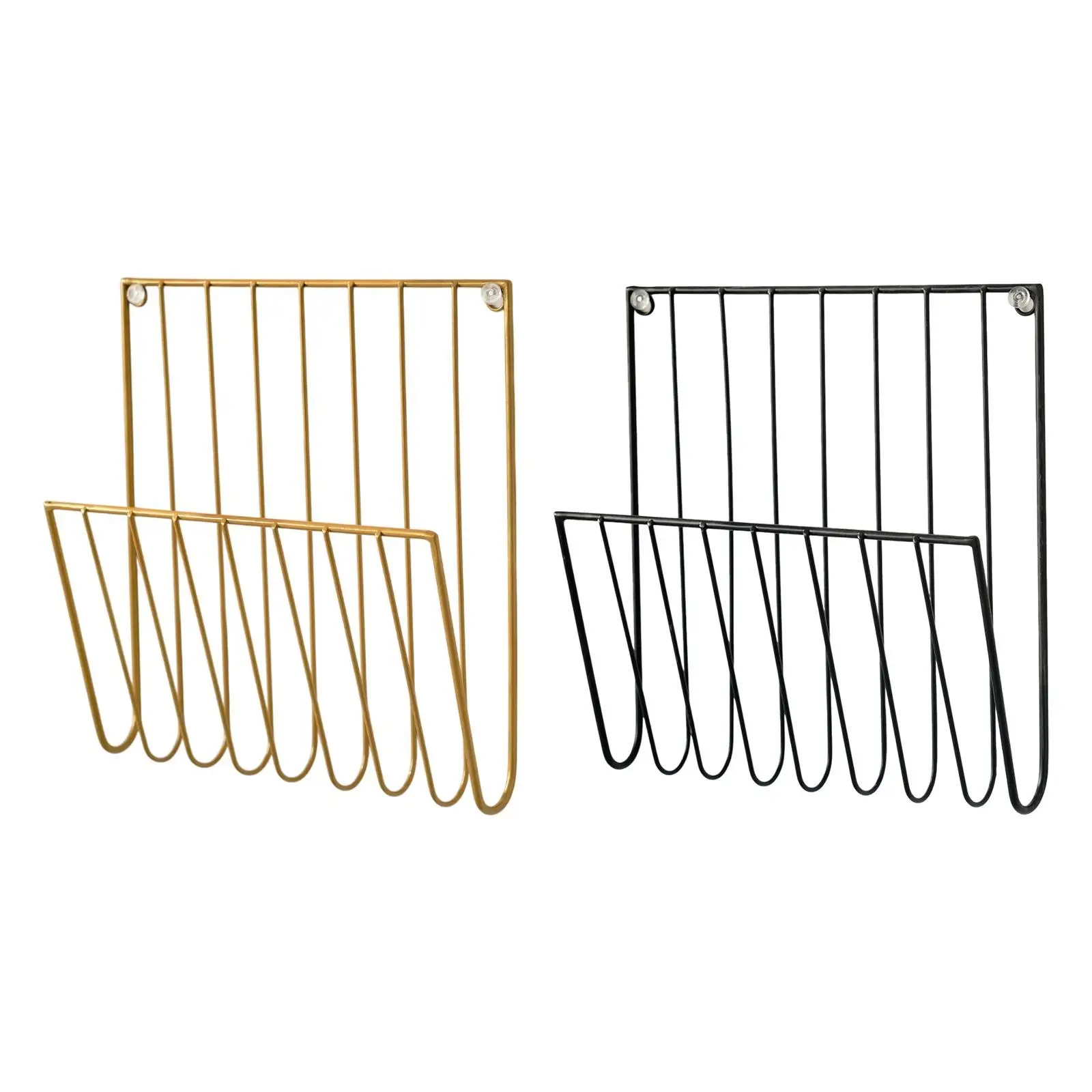 Wall Mount File Holder Magazine Rack Iron Versatile Decorative Newspaper Holder Mail Organizer for Papers Documents Brochures