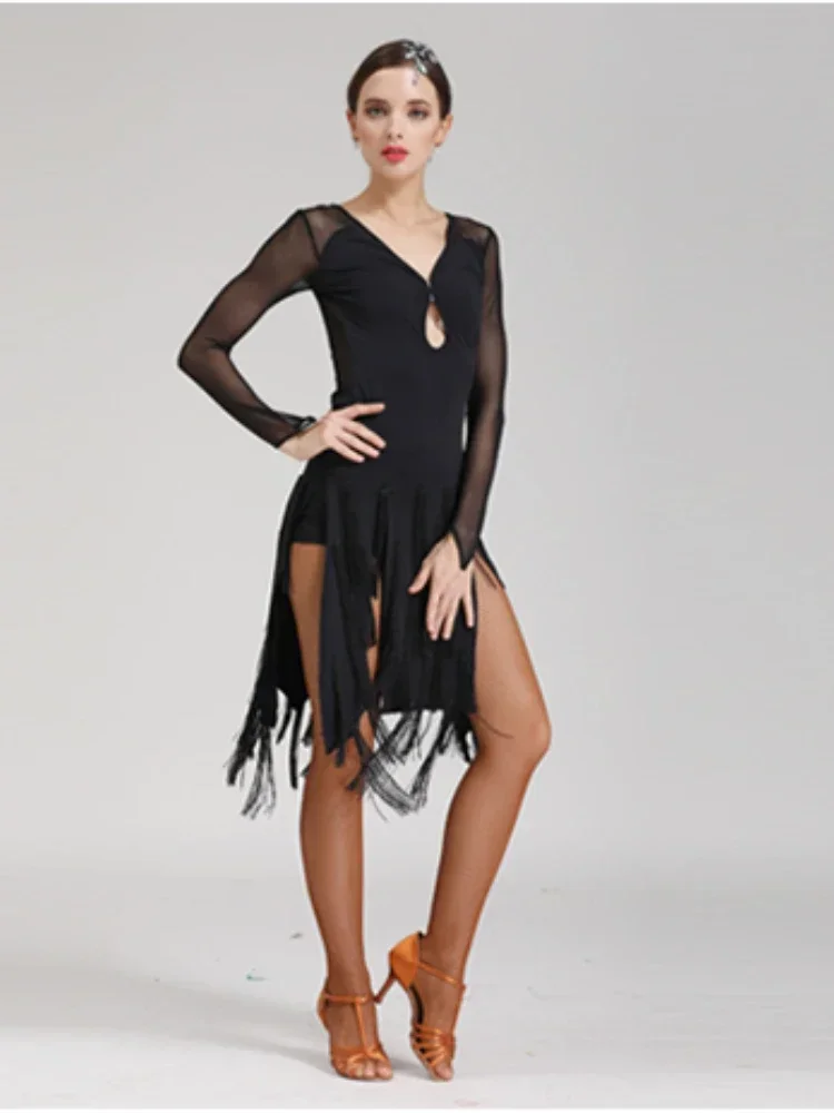 Abito da ballo latino Abiti da competizione per sala da ballo Tango Costumi di salsa per adulti Tango Cha-Cha Abiti da pratica femminile professionale