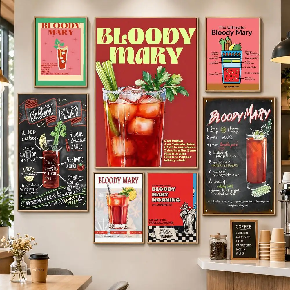 Cocktail Bloody Mary Vodka Tomato Poster PP Decorative Poster Water-Resistant Print Apartment Dorm Office Cafe Gift