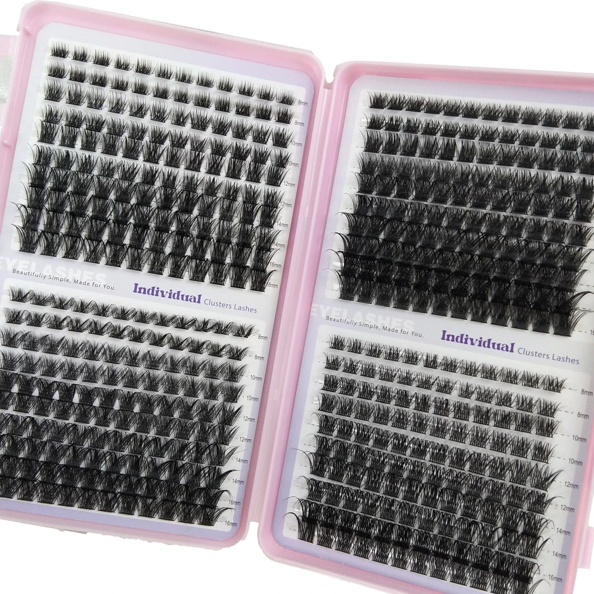 AMSDCN 640 spikes Individual Lashes Cluster WispyIndividual Lashes  Cluster Natural Look Mixed Tray DIY Eyelash Extension Volume