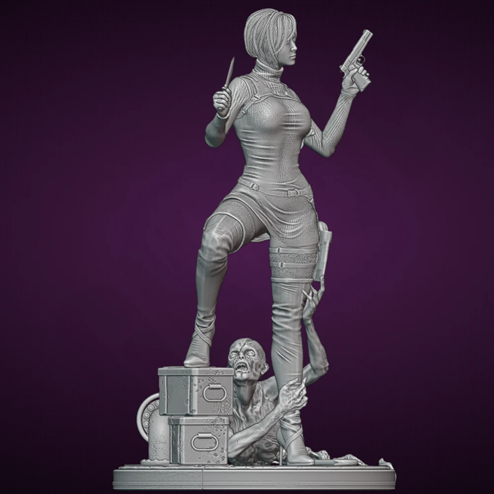 1:24 영웅적인 전사 섹시한 여성 3D 프린트 레진 토이 키트 GK 미도색 피규어 FUTA DIY 조립되지 않은 조각상 모델 장난감