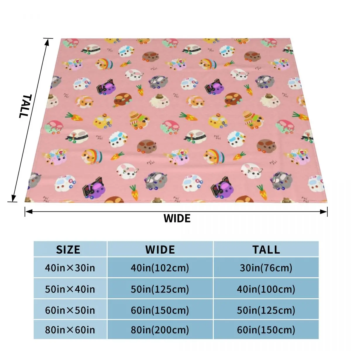 Pui Pui Molcar Assorted Characters Toss Design - Pink Throw Blanket manga Blankets For Bed Blankets