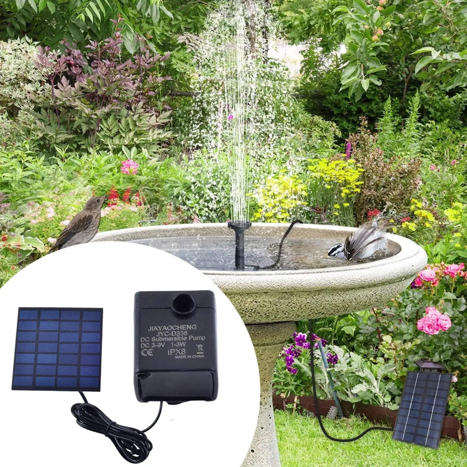 

Water Fountain Pump with A Solar Reliable Decorative Portable Practical Water Geyser for Garden Pool Backyard Aquarium Landscape