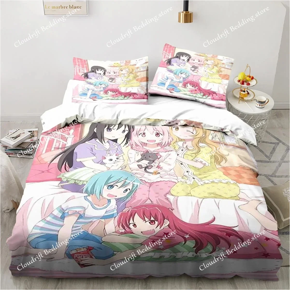 Puella Magi Madoka Magica Bedding Set Boys Girls Twin Queen Size Duvet Cover Pillowcase Bed Kid Adult Fashion Home Textileextile