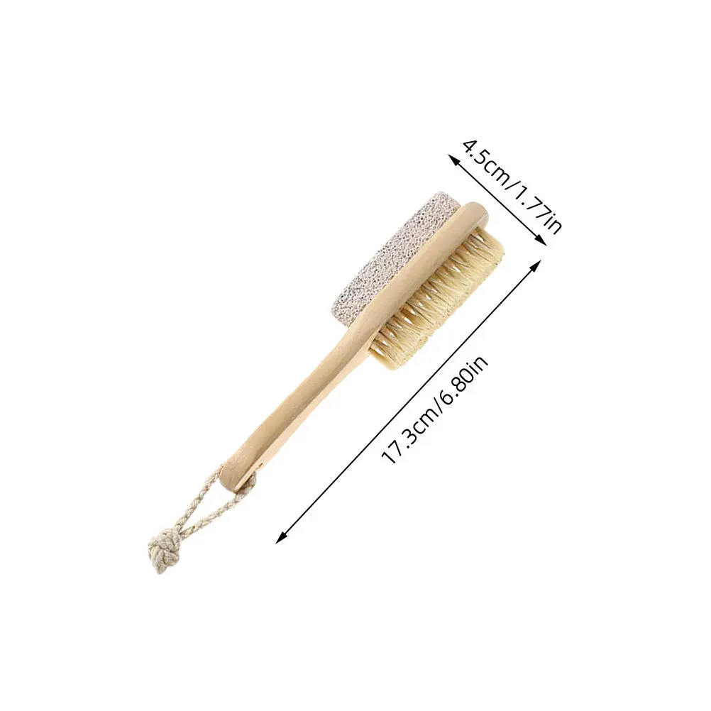 Zestaw szczotka do stóp z włosia świńskiego i kamień pumeksowy, naturalny usuwacz zrogowaceń, drewniana rączka, złuszczający peeling do martwego naskórka, pedicure