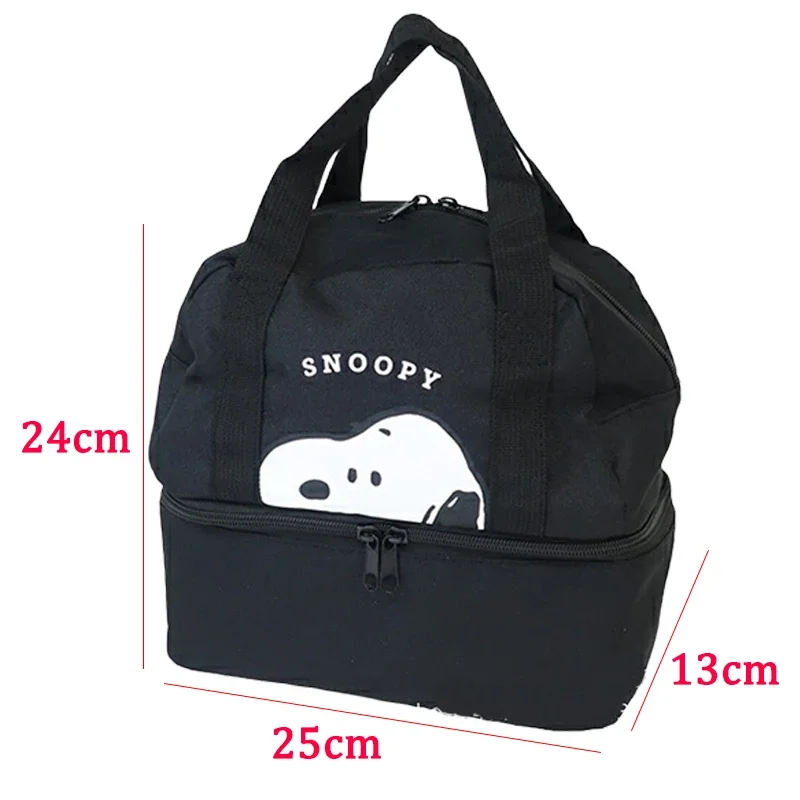 Snoopy Lunch Bag Fresh Cooler Anime Insulated Double Layer Tote Bags Women Cute Cartoon School Office Food Bento Shoulder Bag