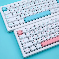 Mechanical Keyboard Custom Japanese Anime White Key Caps Cute Blue Pink Mixed Color Teclado Gamer 125 Keys PBT Keycap Cherry