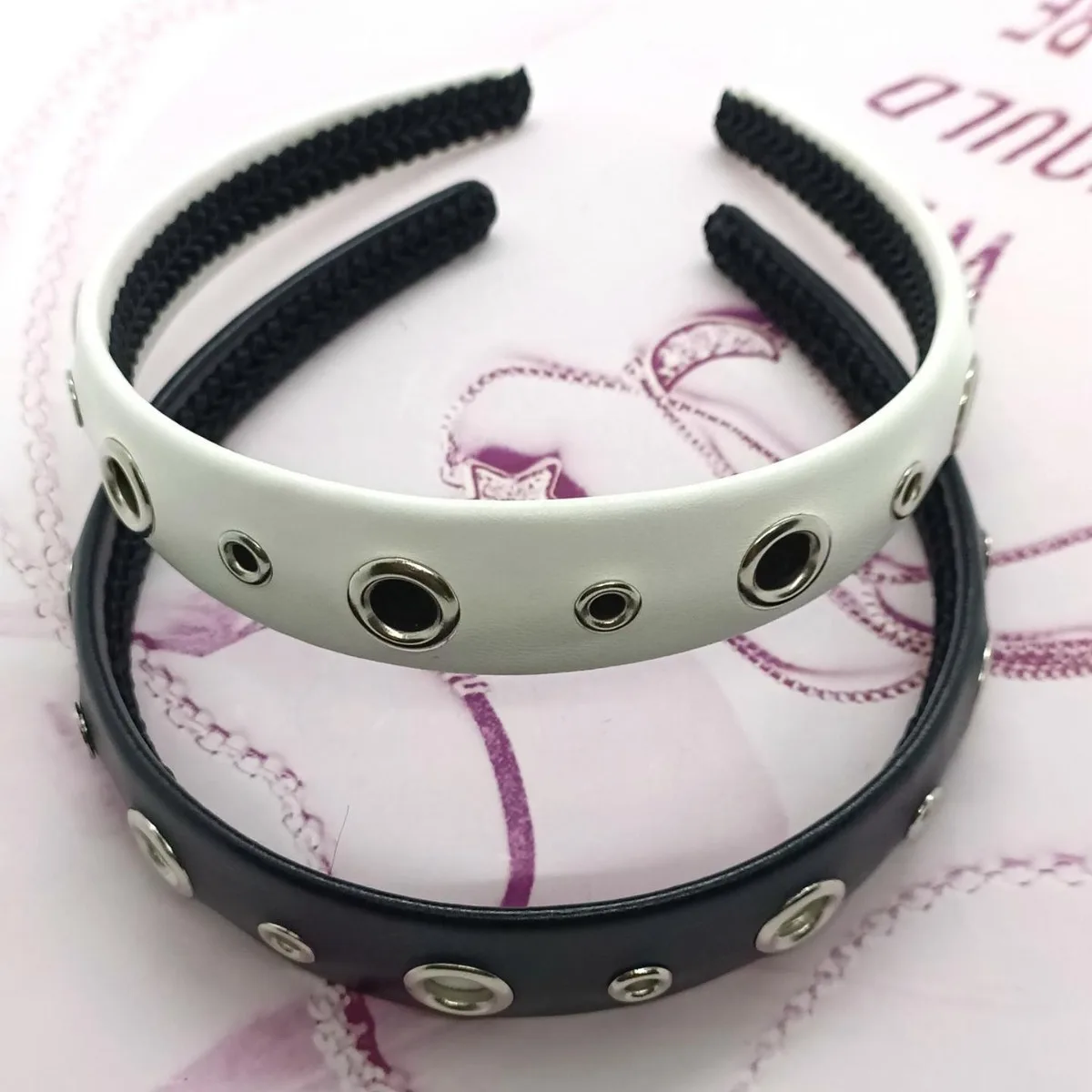 2024 new PU punk headband for Women Metal Rivets Personality Trendy Gottic Hairdband Punk Head Wear Hair Accessories for Female