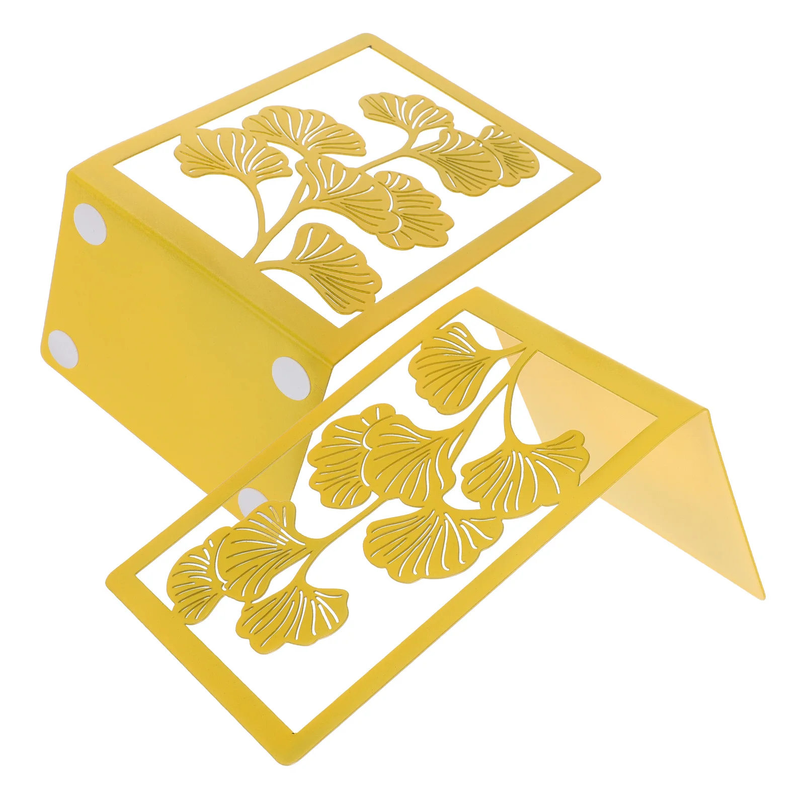 2pcs Metal Bookends Desktop Organizer Study Shelf Stand Ginkgo Biloba Yellow Decorative Multi-Function File Holder