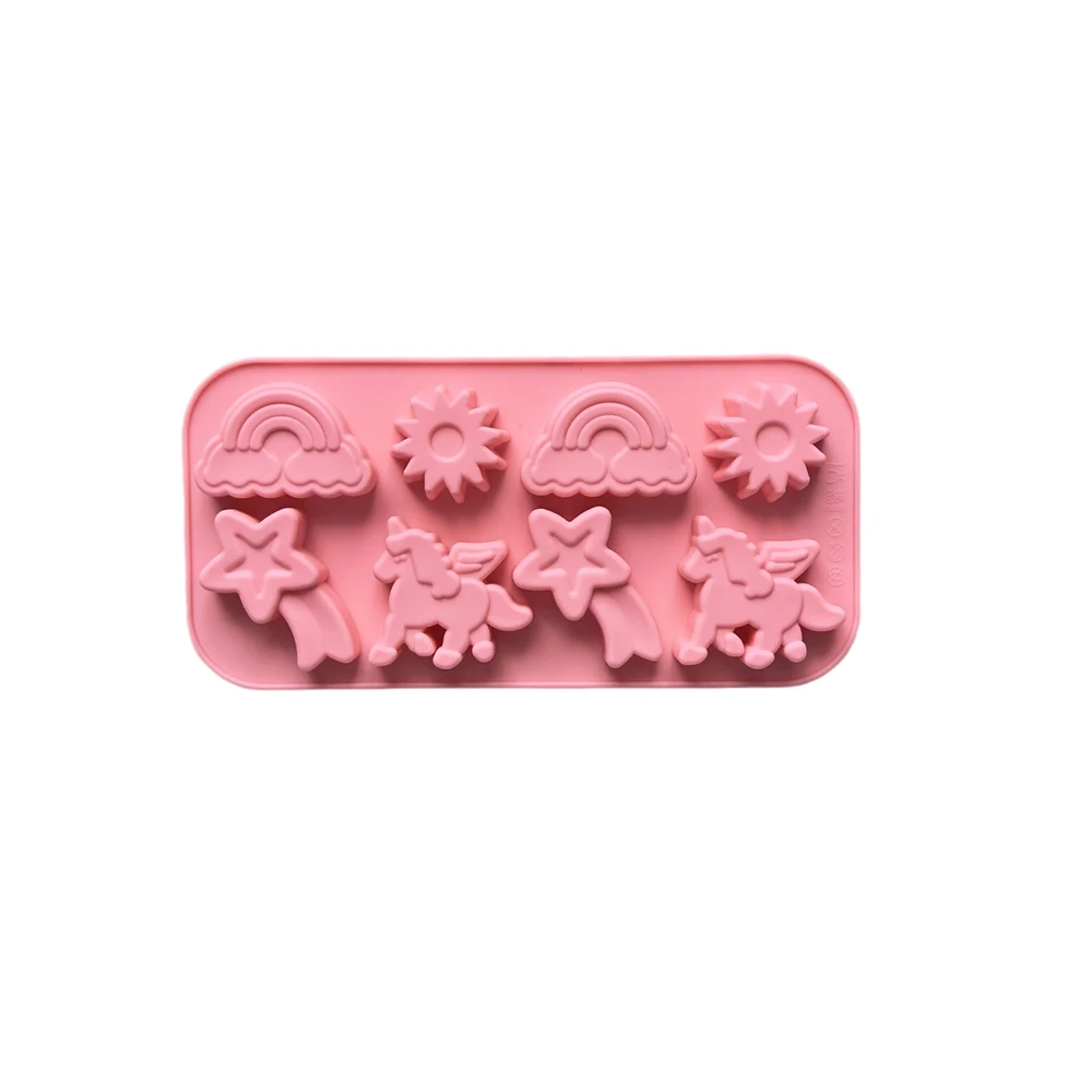 1PC 8-Cavity Silicone Candy Mold, Cake Decoration Tool, Cartoon Cloud, Unicorn, Rainbow Shaped Chocolate Cookie Making - view 5