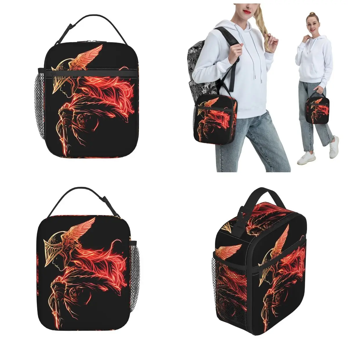 Eldened Ringed Rot Goddess Malenia Insulated Lunch Bag Blade of Miquella Food Bag Portable Thermal Cooler Lunch Boxes For Picnic