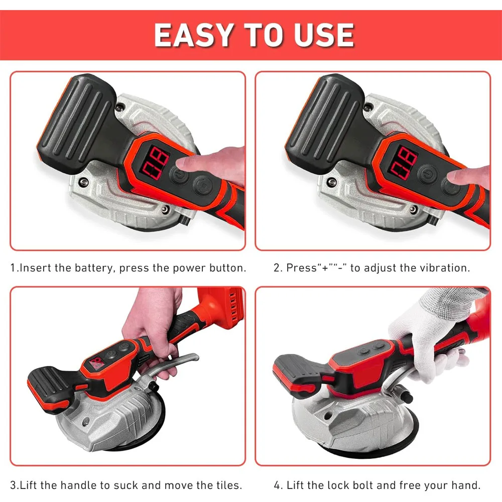 Cordless Tile Vibration Installation Machine for Milwaukee Battery,8 Speed Adjustable Wall Floor Glass Laying Vibrating Tools