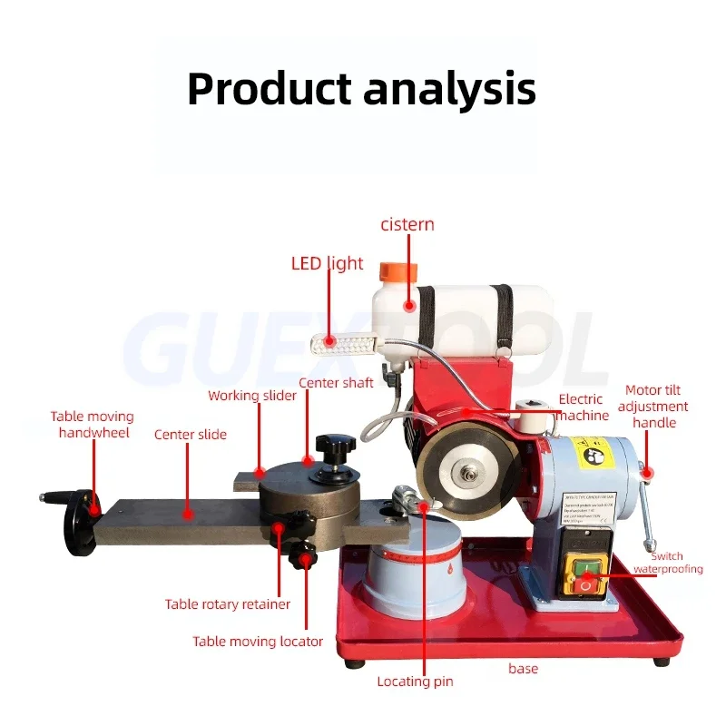 370w Circular Saw Blade Grinder Sharpener 5inch Wheel Rotary Angle Mill Grinding For Carbide Tipped Saw Wood-based Panel