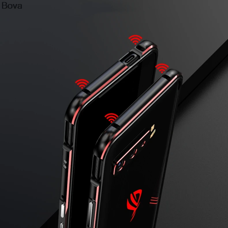 Case For ROG Phone3 Luxury Deluxe Ultra Thin aluminum Bumper for Asus ROG Phone 3 ZS661KS + 2 Film (1 Front +1 Rear)