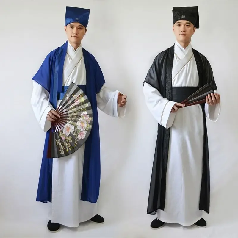 

Ancient scholar costume Hanfu national Tang men's Chinese silk robe hanfu Dance dress