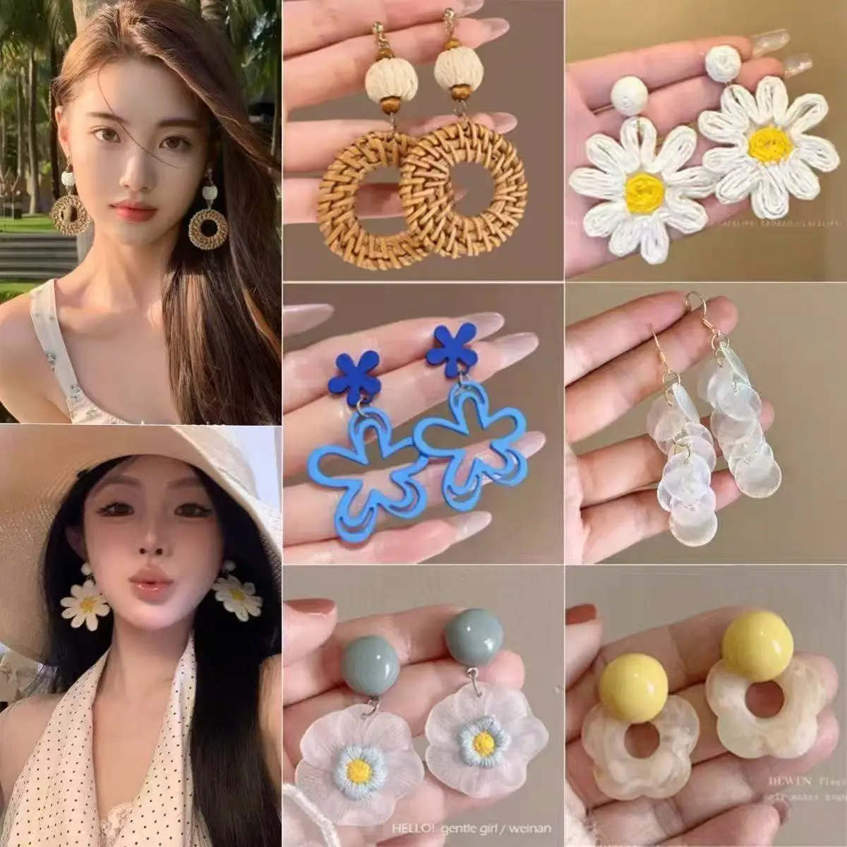 Woven Circular Earrings Summer Beach Resort Style Boho Oversized Unique Design Premium Quality Lightweight for Daily