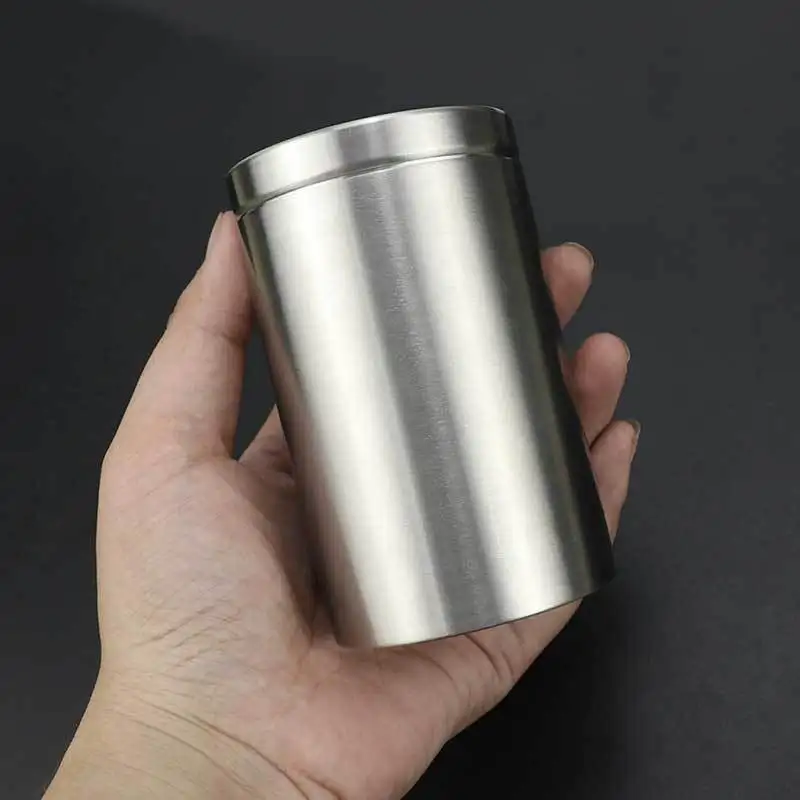 304 Stainless Steel Portable Tea Canister Carry A Travel Container with You Food Storage Jar Large Capacity Cigarette Case