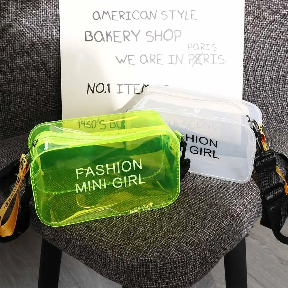 Girls PVC Candy Color Sweet Handbags Clear Shoulder Bag Crossbody Bags Transparent Jelly Bag Messenger Bag