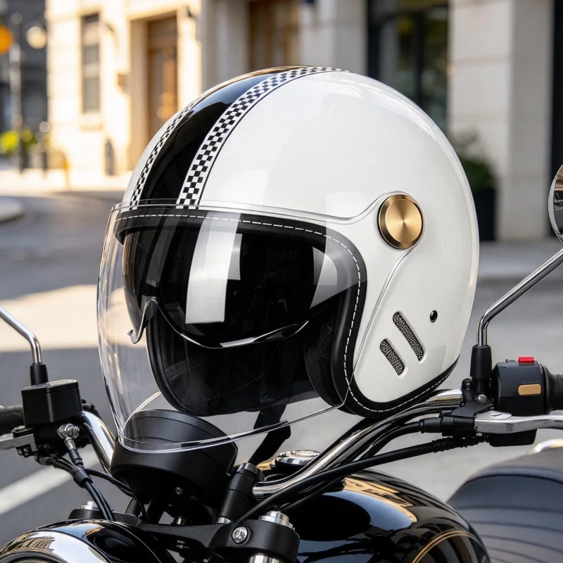 Ultra Sleek  3/4 Open Face Helmet Double Visor Fog Resistant Quick Release Buckle Dynamic Venting Shock Absorbing Shell