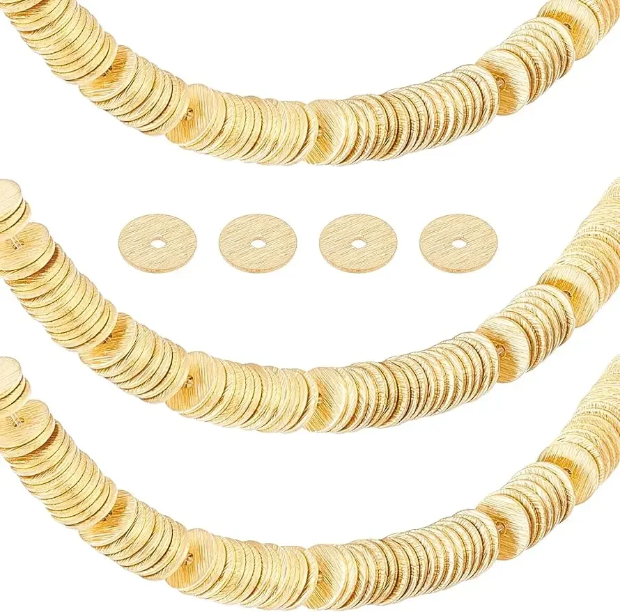 

300pcs Heishi Disc Beads 6mm Brass Loose Golden Rondelle Spacer Beads Long-Lasting Beads Round