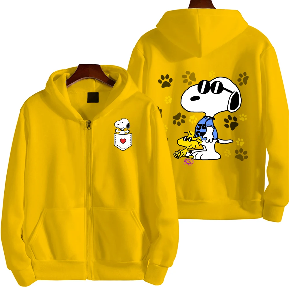 Snoopy Men Hoodie Spring Autumn Women Oversized Sweatshirt With Zipper New Cartoon Anime Couple street Coat