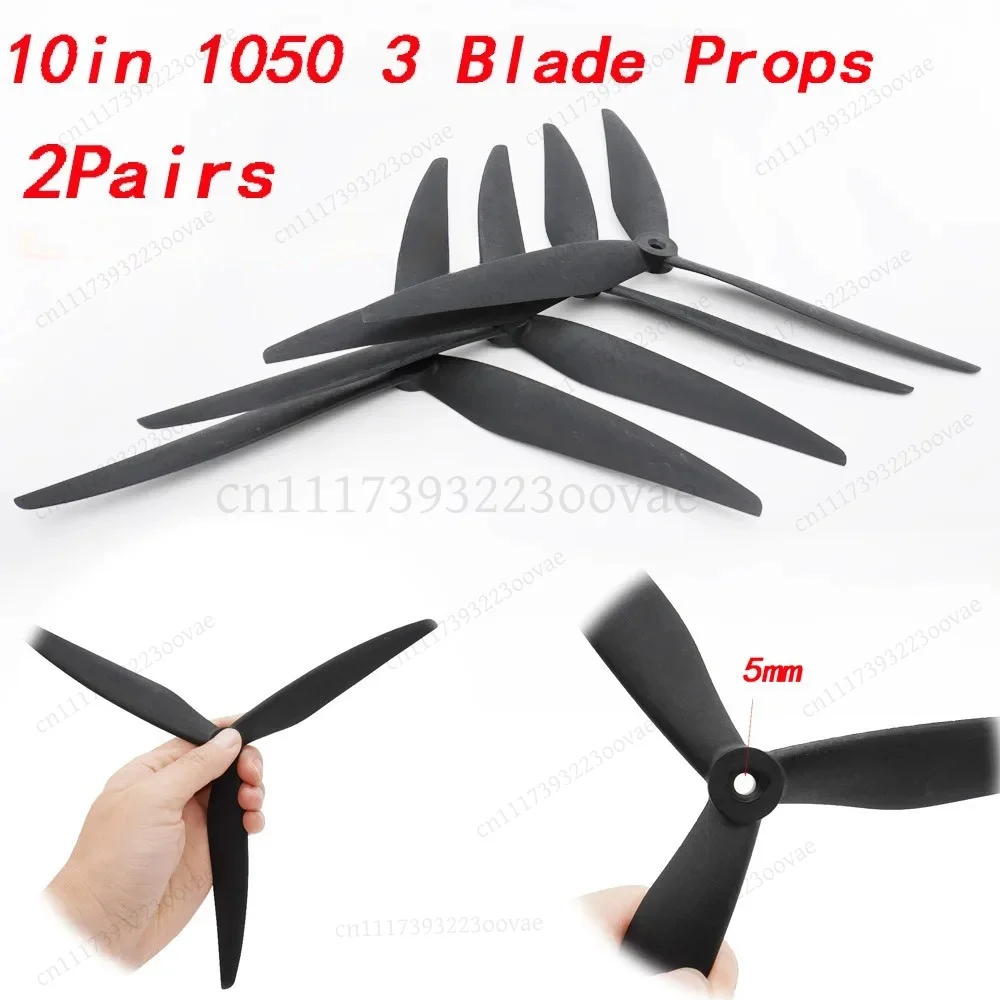 1050 3-Blade Propeller 10x5x3 Glass Fiber Nylon 5.0mm Bore for FPV Racing Drone, Replacement Parts