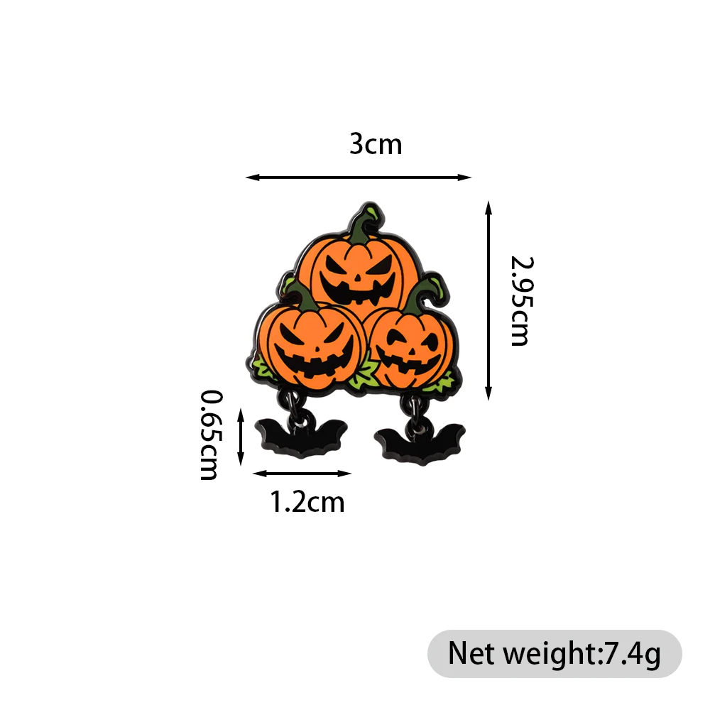 Halloween-Kürbisbrosche mit Fledermaus-Anhänger, Horror-Requisiten, Accessoires, Geschenke für Feiertagspartys – Detail 3