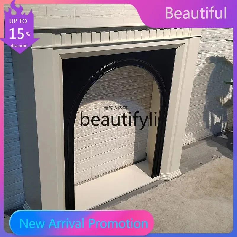 

KK80 French Retro Solid Wood Fireplace Decorative Cabinet Modern Home Living Room Fireplace Side Cabinet American Storage Cabin