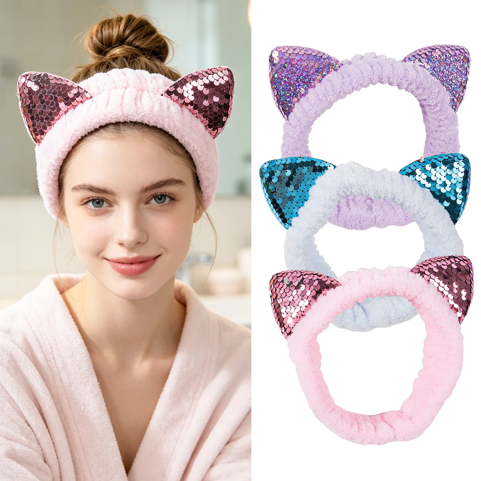 Travel Accessories Aesthetic - 1/3 cute sequined cat ear headband,