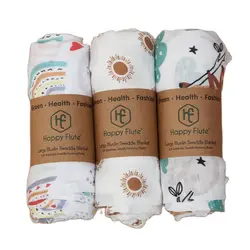 HappyFlute New 3Pcs Set 2layer Bamboo Cotton Soft Muslin SKIN-Friendly Swaddles Newborn Wrap Infant Baby Blankets