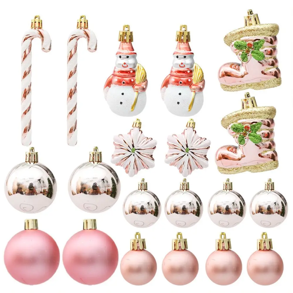 Festive Christmas Tree Ornaments Set Rose Gold Hanging Pendants For Holiday Home Decoration Supplies Party Layout