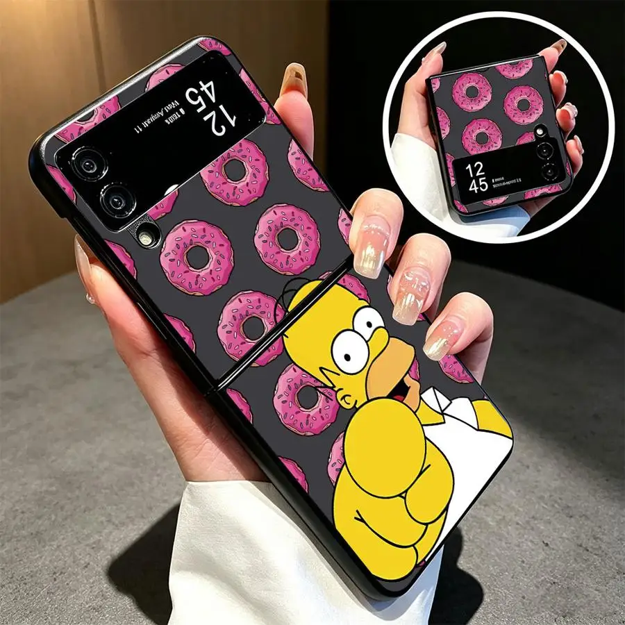 Cartoon Cute Simpson Case for Samsung Galaxy Z Flip 8 Flip3 Flip5 Flip6 Flip7 FE Z Fold 8 7 6 5 4 3 Z Flip 7 6 5 4 3 Flip4 Back