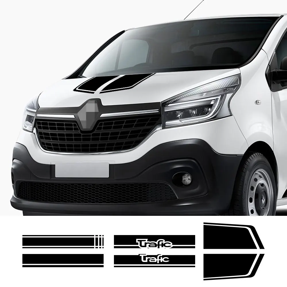Car Hood Stickers For Renault Trafic 3 2 Camper Van Graphics Stripes Styling Tuning Vinyl Decor Decals Auto Bonnet Accessories