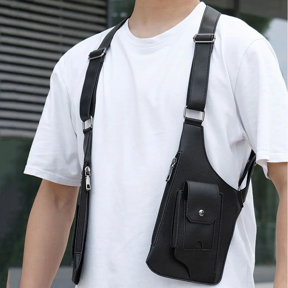 Leather Strap Underarm Strap Wallet Pocket Luxury Double Hidden Pocket Shoulder Harness Bag Vest Bag Anti-Theft