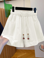 ZANZEA Woman Loose Wide-Leg Shorts 2025 Summer Casual Beaded Elastic High Waist A-Line Short Pants Day Wear Solid Color Bottoms
