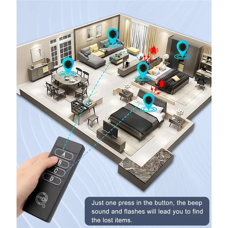 ABAC-Key Finder 433,92 Mhz Buscador de llaves Dispositivo antipérdida Pantalla de tira de luz LED Tiempo de espera ultralargo