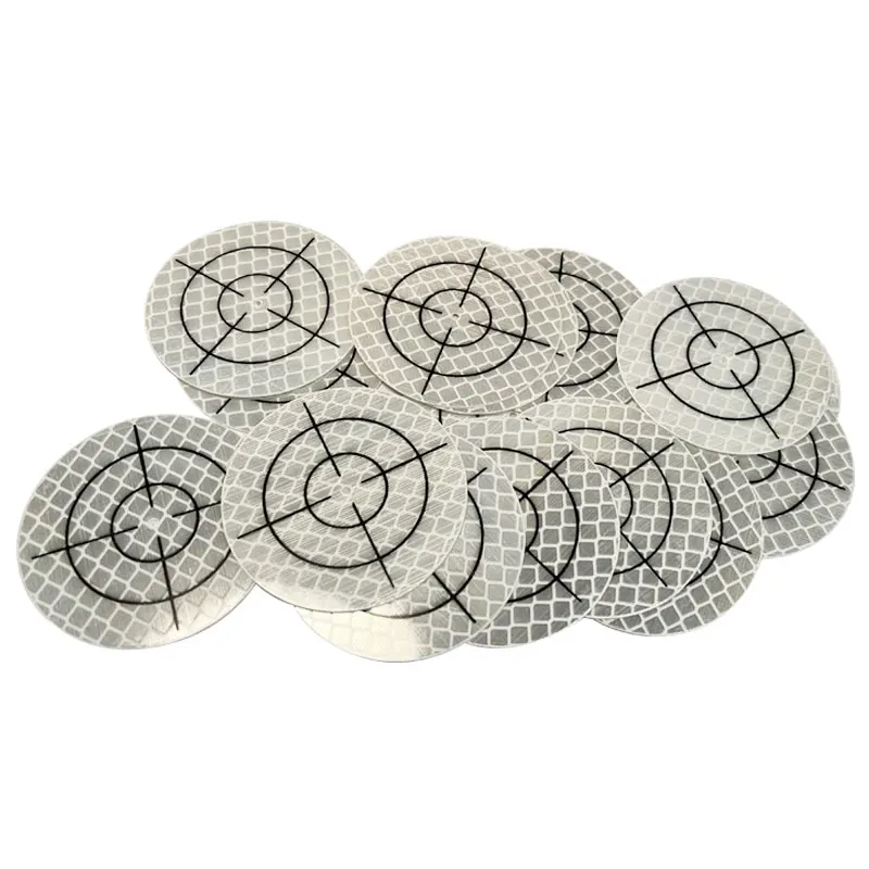 100pcs Size 40x40 60X60mm White Round Grid Reflector Sheet For Total Station Survey Geography White Target Reflective Sticker