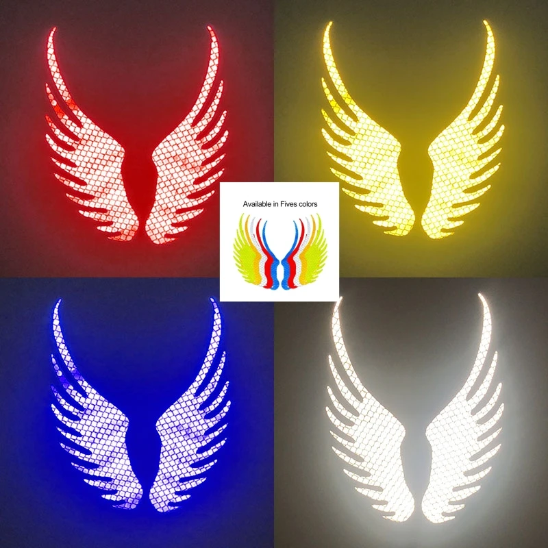 

Новый светоотражающий предупреждающий знак с крыльями ангела, автомобильная светоотражающая наклейка, предупреждающий световой сигнал безопасности, водонепроницаемая наклейка, аксессуары