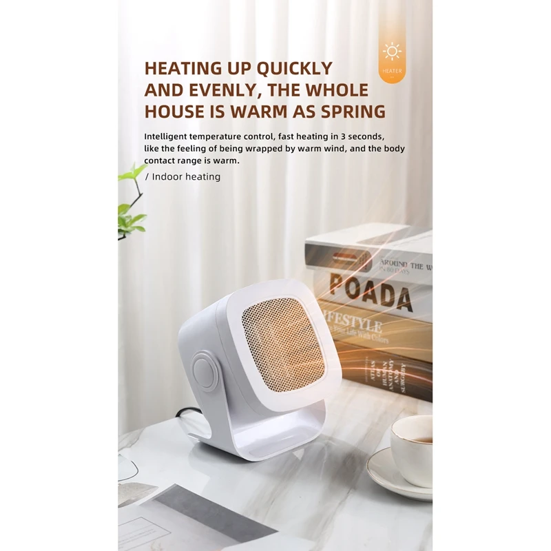Calefator portátil pequeno do Desktop, tomada da UE para o uso home, calefator do espaço, CA 100-240V, 1 PC