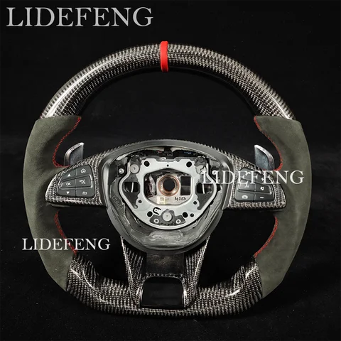 Customized Carbon Fiber Steering Wheel Compatible With Benz Mercedes AMG A45 C43 C63 E63 S63 CLA CLS GLA GLS AMG W205 W213 W222