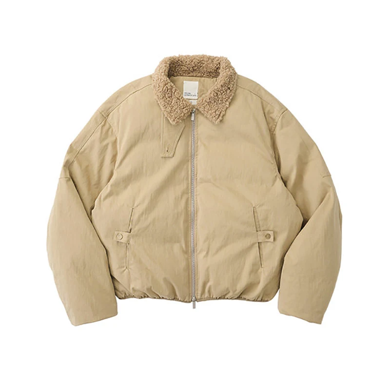 LIVINGTOWN 60% Cotton 40% Polyamide Stand Collar Reversible Fur Collar Warm Winter Coat with Sorona Pearl Cotton Padding