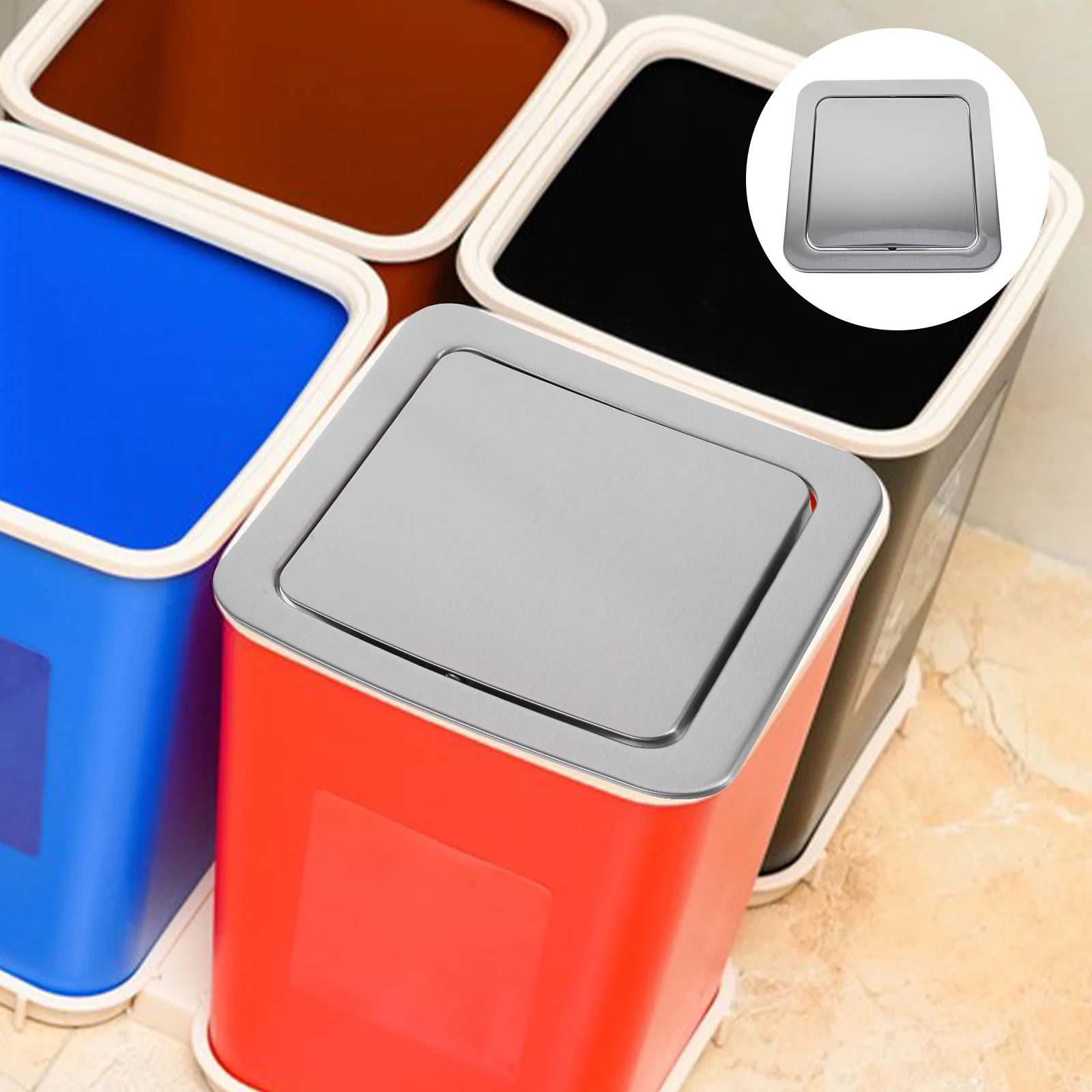 Countertop Garbage Lid Recessed Trash Bin Flap Kitchen Tabletop Accessory Desktop Accessories